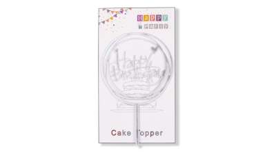 Ezüst szíves Happy Birthday tortadísz