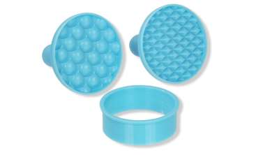 3 részes rombusz és pikkely mintás műanyag sütipecsét szett kiszúróval