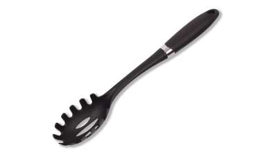 Fekete műanyag tésztaszedő kanál szilikon nyéllel