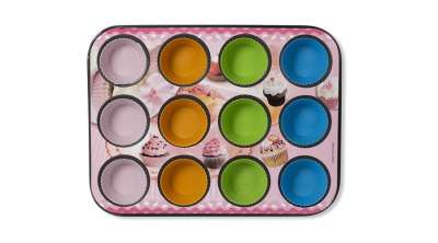 Muffin Sütőforma, Tapadásmentes – 12 Db Szilikon Muffin Kapszlival