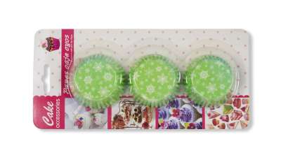 50 db zöld alapon hópehely mintás karácsonyi minimuffin papír