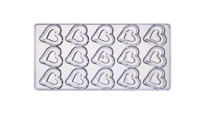 15 Adagos Szív Bonbonforma – Polikarbonát Prémium Minőség