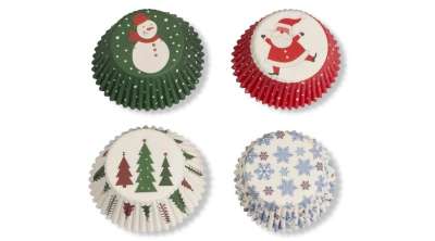 100 db-os karácsonyi muffin papír 4 különböző mintával