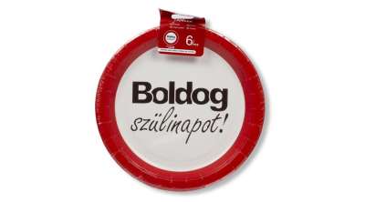 Boldog szülinapot feliratos tábla papírtányér 23 cm 6 db