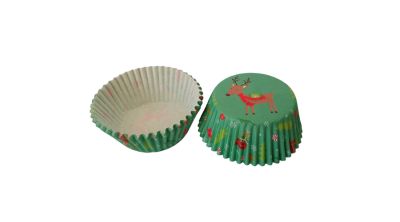 Rénszarvasos zöld karácsonyi muffin papír 100 db