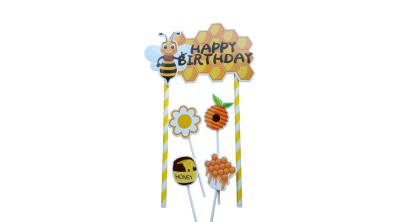 Méhecskés Happy Birthday szülinapi tortabeszúró készlet