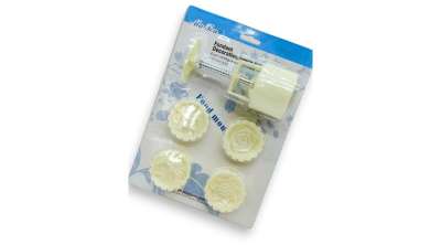 Virágos kekszpecsét készlet, 4 db fejjel