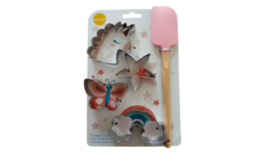 5 részes süti kiszúró szett szilikon spatulával - unikornis, csillag, pillangó szivárvány