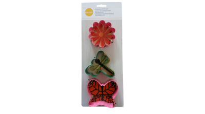 3 részes virág, szitakötő és pillangó alakú süti kiszúró készlet