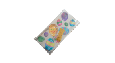 50 db hímes tojás mintás húsvéti celofán tasak lezáróval