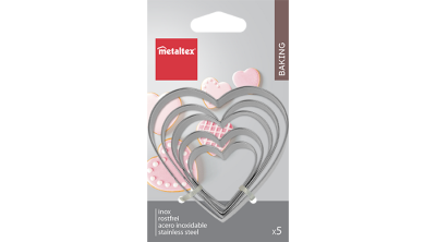 5 részes fém szív süti kiszúró Metaltex