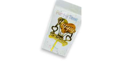 Happy Birthday beszúró tortadísz szíves műanyag arany színű