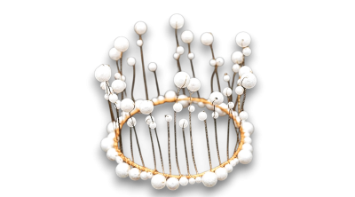 Gyöngyökkel díszített korona tortadísz, arany színű