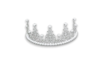 Gyöngyökkel díszített korona tortadísz, ezüst színű
