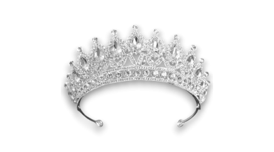 Kövekkel kirakott ezüst színű tiara tortadísz (átmérő: 16 cm, 6,5 cm magas)