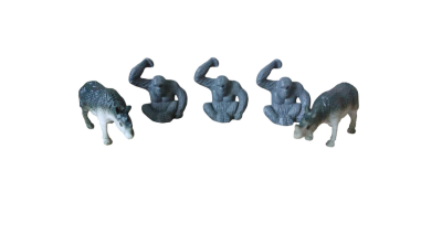 5 db műanyag orrszarvú és gorilla szülinapi tortadísz