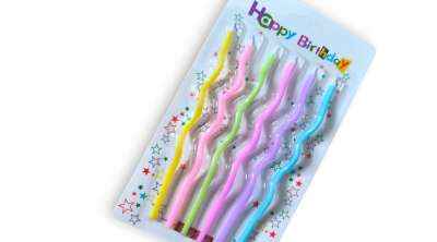 6 db színes csavart tortagyertya 14 cm