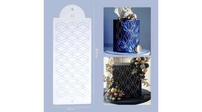 Tortastencil térbeli kockák 35*15 cm, műanyag