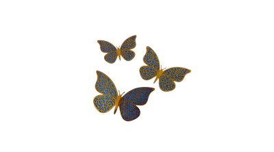 3D pillangó tortadísz kék-arany 12 db