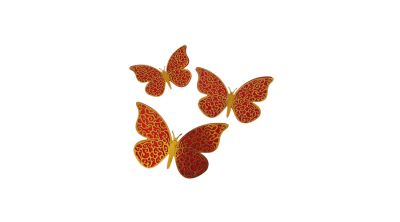 3D pillangó tortadísz piros-arany 12 db