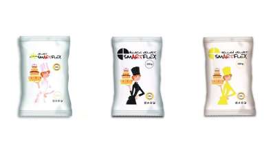 Smartflex fondant massza csomag tortadíszítéshez (fehér, fekete, sárga)