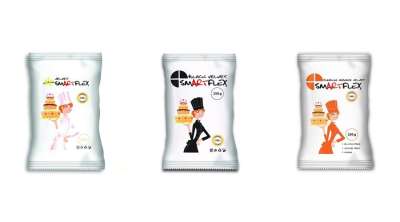 Smartflex fondant massza csomag tortadíszítéshez (fehér, fekete, narancs)