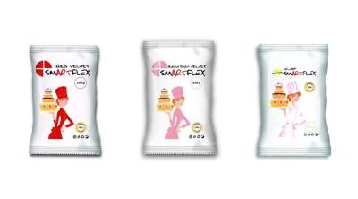 Smartflex fondant massza csomag tortadíszítéshez (piros, rózsaszín, fehér)