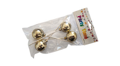 4 db arany gömb beszúró tortadísz 4 cm