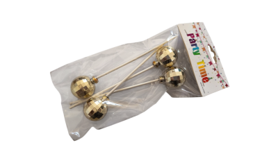 4 db arany gömb beszúró tortadísz 3 cm