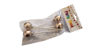 4 db rosegold gömb beszúró tortadísz 3 cm