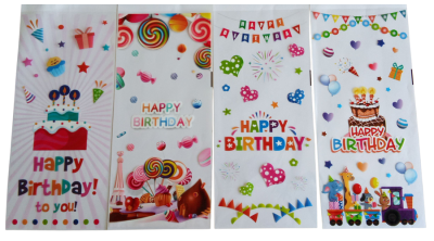 Vidám színes Happy Birthday celofán tasak 12 db