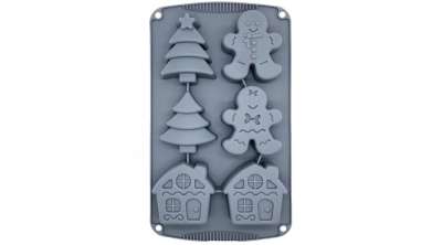 6 adagos karácsonyi szilikon forma - mézi, fenyőfa, házikó