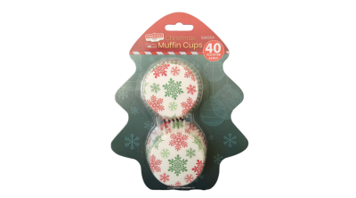 Piros és zöld hópelyhes muffin papír 40 db