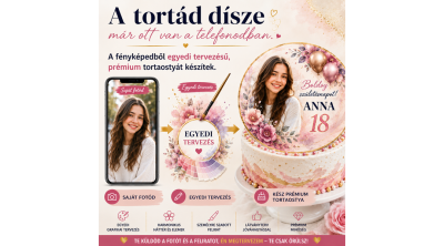 Prémium egyedi tervezésű kerek tortaostya – 20 cm