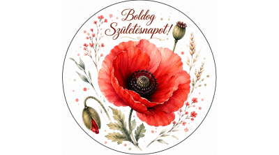 Piros pipacsos – kerek szülinapi tortaostya