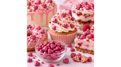 Pink csokoládés szivecskék tortadíszítéshez 50 g