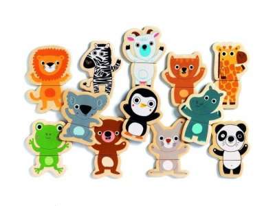 Vicces mágneses dzsungel állatok - Mágneses kirakó 24 db - Djeco
