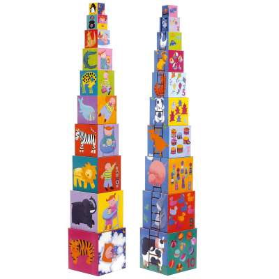 Vicces toronyépítő kocka - 10 funny blocks - Djeco