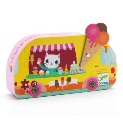 Fagylaltos cica dobozos puzzle 16 db - os - Ice cream truck - Djeco