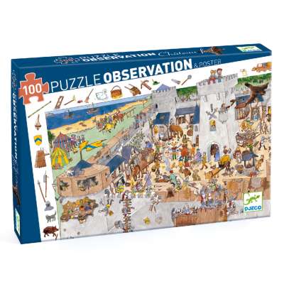 Csata, 100 db-os megfigyelő puzzle - Fortified castle - 100 pcs - Djeco