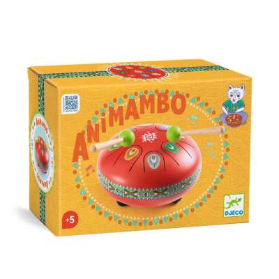 Fém dob 8 hangú piros - Gyermek hangszer - Red Metal Tongue Drum - DJ06039