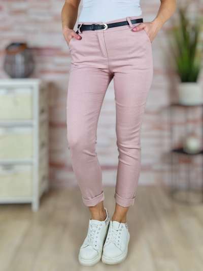 Sztreccses, műbőr öves, rózsaszín nadrág S-XL-ig