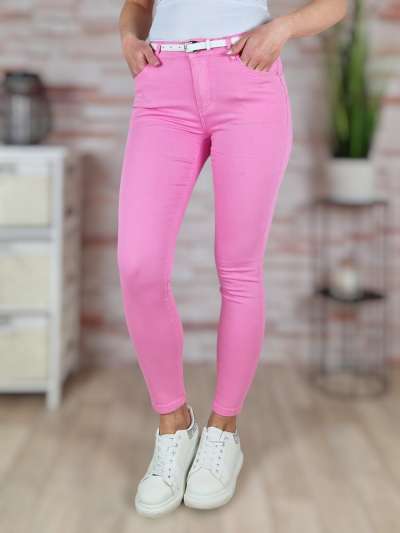 Push-up, öves, pamut, babarózsaszín nadrág XS-XL-ig