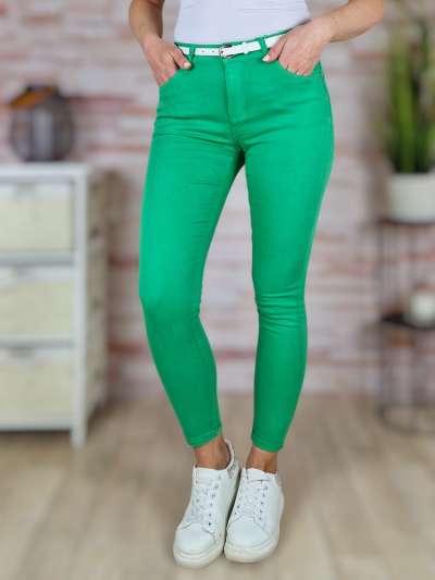 Push-up, öves, pamut, élénkzöld nadrág XS-XL-ig