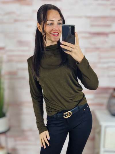 Lurex anyagú, magasított nyakú alkalmi felső S-M