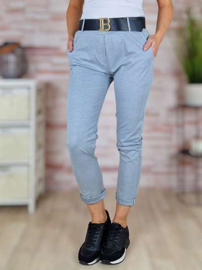 Széles öves, zsebes, gumis derekú nadrág S-M