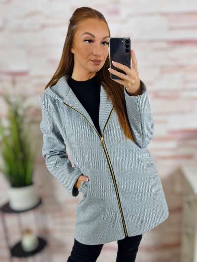 Kapucnis, selyem bélésű, zsebes szövetkabát S-XL-ig