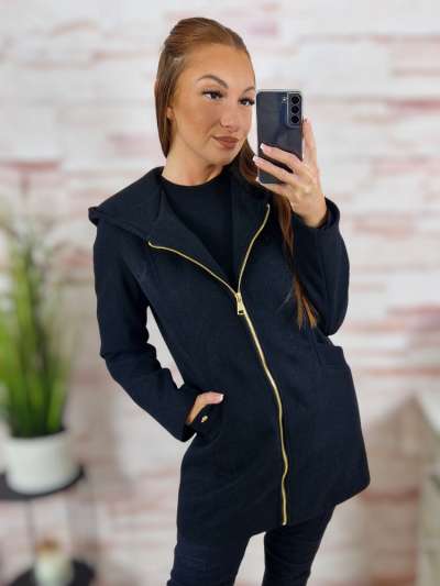 Kapucnis, selyem bélésű, zsebes szövetkabát S-XL-ig