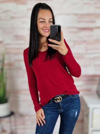 Vékony gépi kötött anyagú, hosszú ujjú felső S-M,M-L