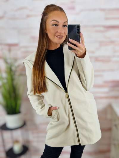 Kapucnis, selyem bélésű, zsebes szövetkabát S-XL-ig